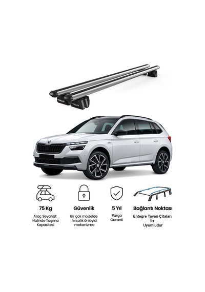 Pençe Skoda Kamiq 2019 Ve Sonrası Uyumlu Gri Ara Atkı 109cm Port Bagaj Tavan Barı