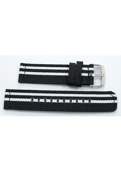 Kumaş Perlon Siyah Beyaz 24Mm Spor Saat Kordonu Kayışı Nato Bjk