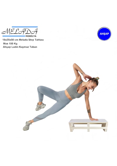 18 Cm Yükseklikte Doğal Ahşaptan Ev İçi Kullanıma Uygun Kaymaz Tabanlı Step Tahtası 18x25x50 Cm