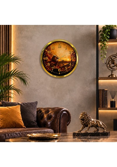 Altın Zafer Taraftar Temalı 40 X 40 Cm Metal Duvar Saati Gold