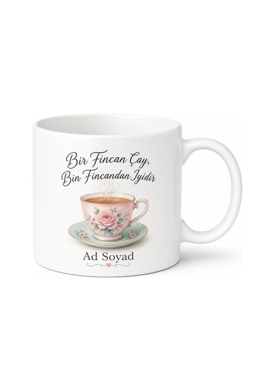 Çay Molası Temalı Ofis Kupası Hediye Bardak Baskılı Kupa Beyaz / Çok Renkli