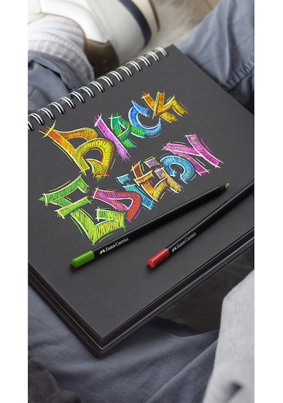 Faber-Castell Black Edition Boya Kalemi, 24 Renk, Siyah Kağıda Uyumlu, Ergonomik Üçgen Gövde