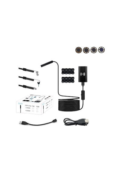 Wifi Endoskop Kamera 720P 8 MM 8 Led 7 M Yumuşak Kablo Su Geçirmez