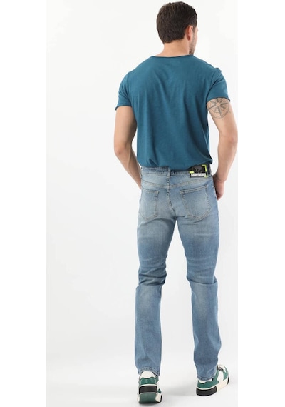 Erkek Dizi Yırtık Regular Fit Jean Pantolon Mavi 001