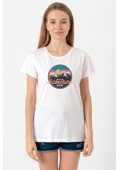And So The Adventure Begins Beyaz Kadın Bisikletyaka Tshirt 001