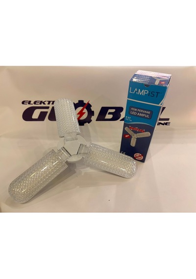 Lampist Pro 45w 3 Kanatlı Katlanabilir Pervane Led Armatür Ampul E27 Standart Duy Geniş Açılı Tavan Aydınlatması Beyaz -6500k
