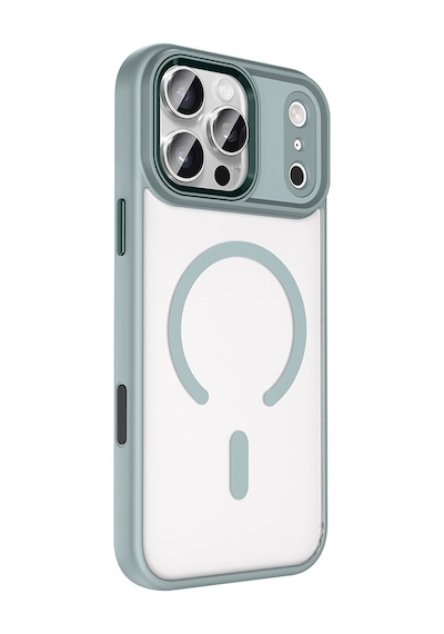 Techaks Apple Uyumlu iPhone 17 Pro Max Kılıf Wireless Şarj Özellikli Zore Krom M-safe Silikon Kapak - Lacivert Lacivert