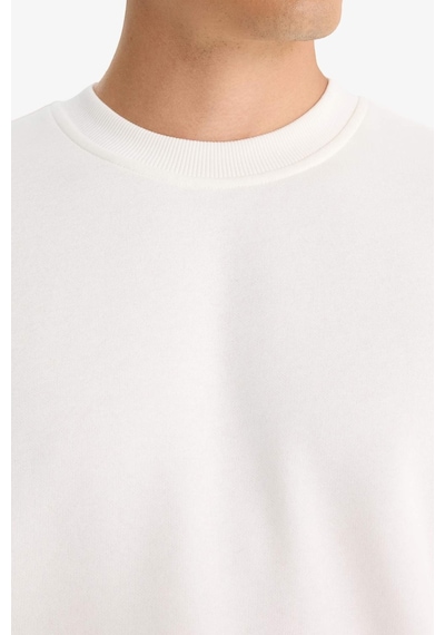 Defacto Relax Fit Bisiklet Yaka Kalın İçi Yumuşak Tüylü Basic Düz Sweatshirt T5139az25auwt32 Beyaz