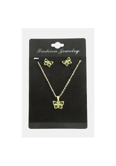 Kelebek Zirkon Taşlı Set Kolye Çok Renkli 88137622