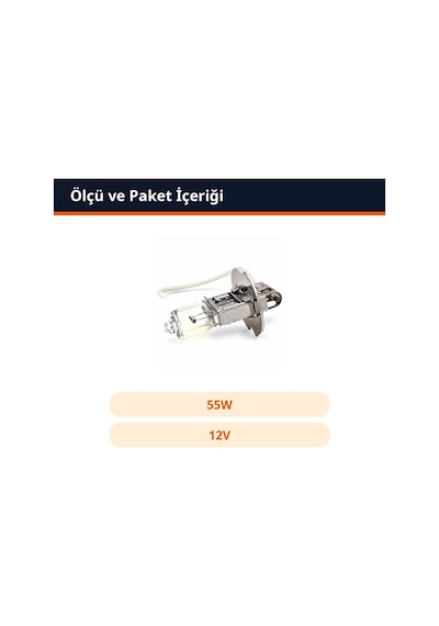Trobus Halojen Far Ampulü H3 55w 12v Dense Vision %20 Fazla Işık Sarı