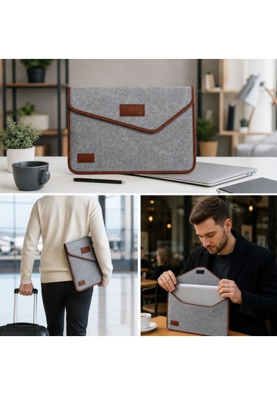 Büro Ev Ofis Bilgisayarı İçin 15.6 Notebook Cırtlı Keçe Evrak Dosya Taşıma Çantası Diğer