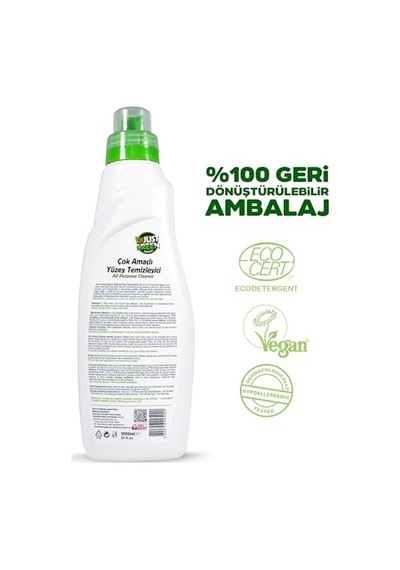 Just Green Organic Doğal Çok Amaçlı Temizleyici Sprey, Bebek Ve Evcil Hayvan Alanlarına Özel Hipoalerjenik Genel Y 10'lu Set
