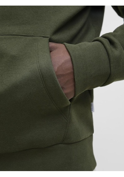 Jack & Jones Erkek Logo Baskılı Kapüşonlu Sweatshirt - Corp Yeşil