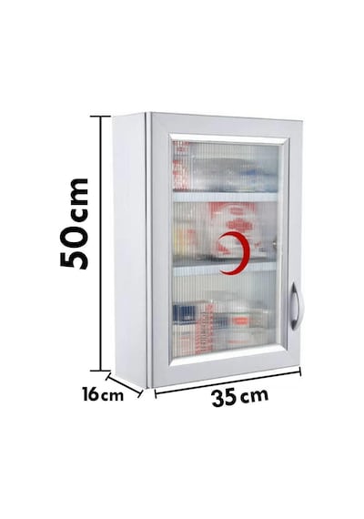 Ecza Dolabı Kapaklı PVC İlk Yardım Dolabı 50x35x16 CM 159