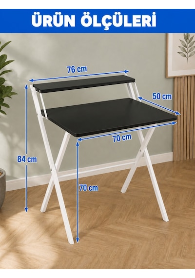Bodo Metal Ayaklı Laptop Masası Katlanır Çalışma Masası Raflı Masa Katlanır Laptop Sehpası Beyaz - Siyah Bodo Metal Ayaklı Laptop Masası Katlanır Çalışma Masası Raflı Masa Katlanır Laptop Sehpası Beyaz - Siyah