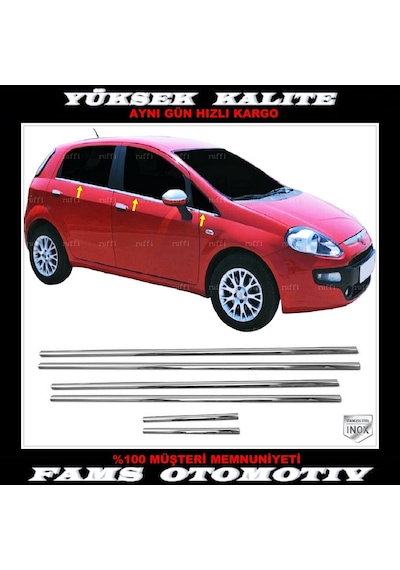 Fiat Grande Punto Krom Cam Çıtası 6 Prç. 2005 ve Üzeri P.  Çelik