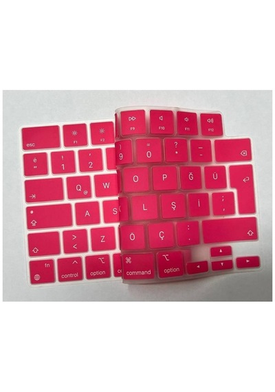 Arabulalaca Apple Macbook Uyumlu Air 15 Inç A3448 A3114 A3241 A2941 M2 / M3 / M4 / M5 Türkçe Q Silikon Klavye Koruyucu Pembe
