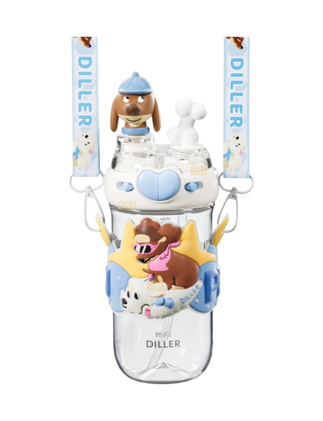 Diller D2530 580ml Çift Kullanım Askılı Pipetli Tritan Matara Çok Renkli