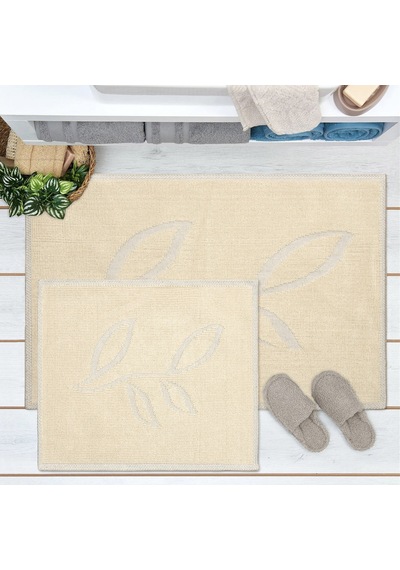 Soft Melagne 2'li Banyo Paspası - Bej - 60x100 Cm + 50x60 Cm Renkli