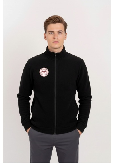 Unisex Siyah Renk Sağlık Bakanlığı Logolu Fermuarlı Polar Siyah