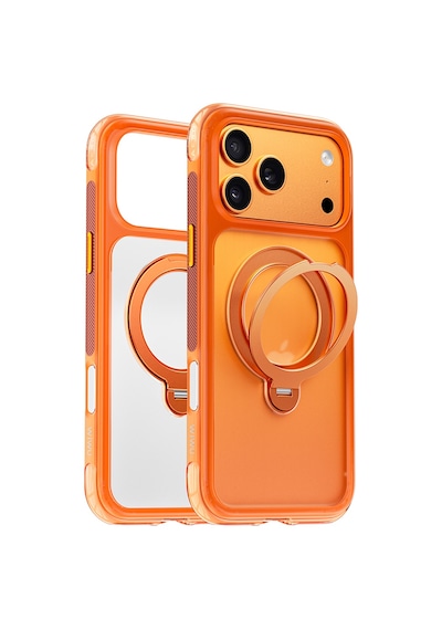Apple iPhone Uyumlu  17 Pro Max Kılıf Wiwu As-203 Aeroshield Ultra Serisi M-safeli Airbagli Standlı Kapak Turuncu