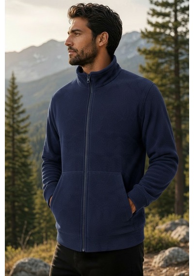 Givoria Erkek Kışlık Fermuarlı Cepli Polar Hırka Outdoor Lacivert Lacivert