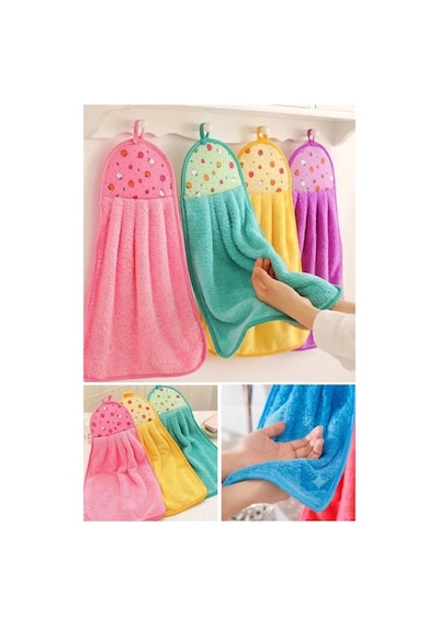 Mucit Home Süper Emici Mutfak Havlusu Kurutma Havlusu Asma Model Pembe