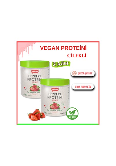 Sweetwell Çilek Aromalı Vegan Bezelye Proteini Tozu 2 x 400 G