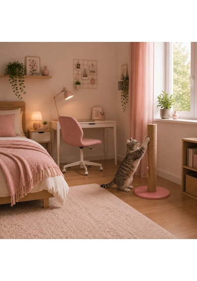 Petody Sakura Doğal Ahşap 60 Cm Jüt Kedi Tırmalama Direği