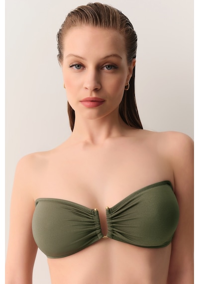 Suwen Metal Aksesuarlı Straplez Bikini Üst Sbn26540c187 Haki
