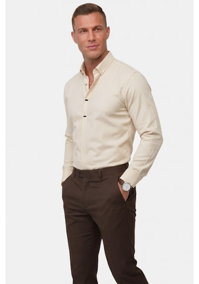 Deep Sea Deepsea Krem Slim Fit Likralı Kolay Ütülenebilir Gizli Düğmeli Erkek Gömlek 2602614 Deep Sea Deepsea Krem Slim Fit Likralı Kolay Ütülenebilir Gizli Düğmeli Erkek Gömlek 2602614