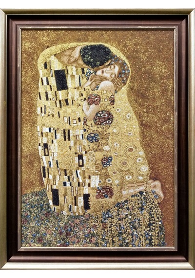 Figüratif Seri-36 Dokuma Goblen Kumaş-Gustav Klimt - The kiss