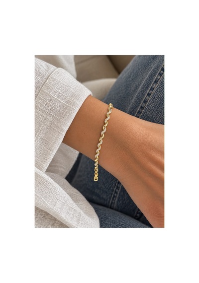 Gold 14k Altın Kaplamalı Jewelry Taşlı Bileklik Altın