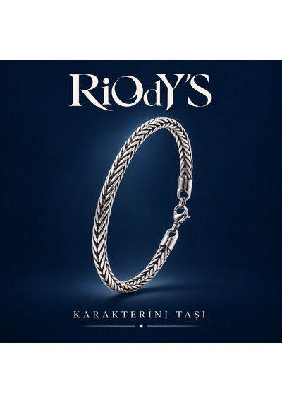 Riody's Argos Erkek Bileklik Gümüş Renk Örgü Zincir Çelik Kancalı Kilit Gri Gümüş