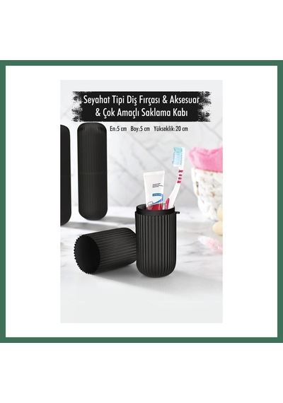 En-cag Siyah Seyahat Tipi Diş Fırçası & Aksesuar Kutusu & Çok Amaçlı Saklama Kabı Bss