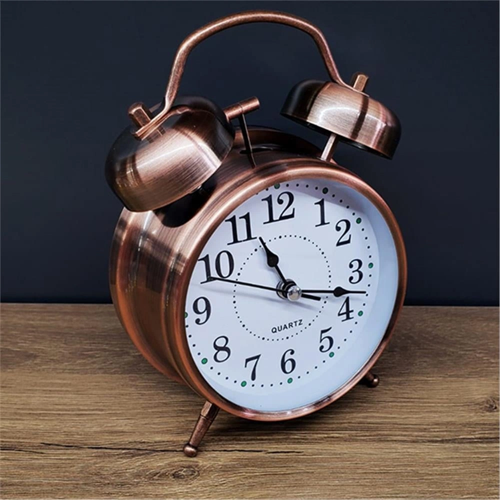 Metal Alarmlı Saat Bronz Renk Büyük Boy Bronz