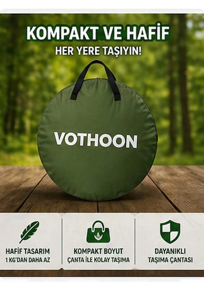 Otomatik Kabin Giyinme Çadırı 120x120x190 Cm Üst Havalandırma Yan Pencereli Duş & Wc Çadırı Yeşil
