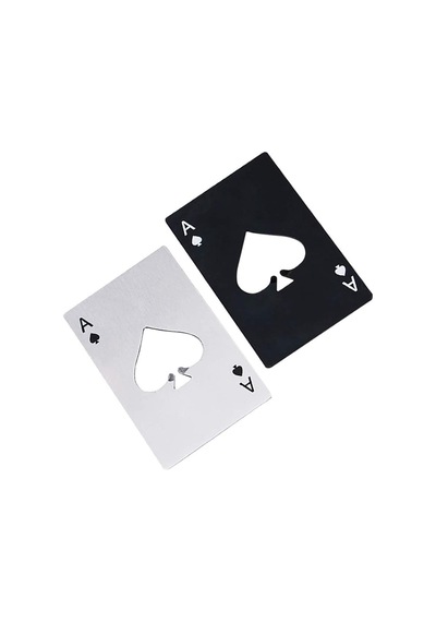 2 Adet Poker Kart Paslanmaz Çelik Şişe Açacağı Tek Renk
