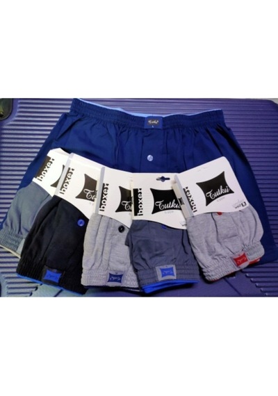 % 100 Penye 6 Adet Dügmeli Boxer Asorti Düz Renk