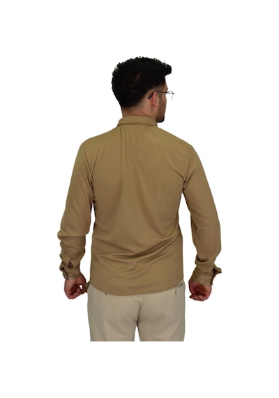 Erkek Likralı Spor Silim Fit Gömlek Bgl-st04332 Camel