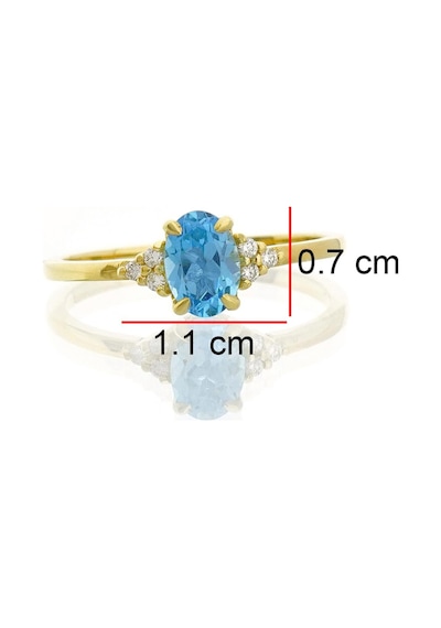 Blue Topaz Oval Tektaş Pırlanta Yüzük Sarı