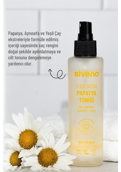 Siveno %100 Doğal Papatya Suyu Aydınlatma Etkili Arındırıcı Rahatlatığı Saç Ve Cilt Toniği 150 Ml