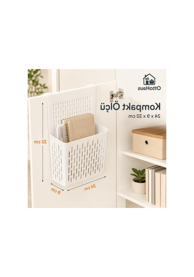 Plastik Askılı Dolap Düzenleyici Sepet, 24 X 9 X 32 Cm Açık Gri