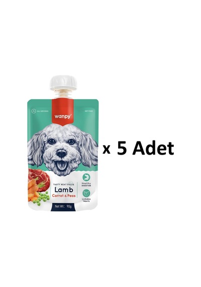 Wanpy Taze Kuzu Etli ve Havuçlu Köpek Et Ezmesi 5 x 90 G