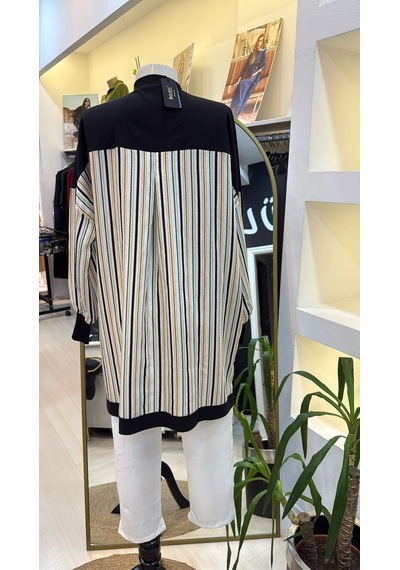 İnvee Ekose Desenli Siyah Camal Tunik 6652 Camel