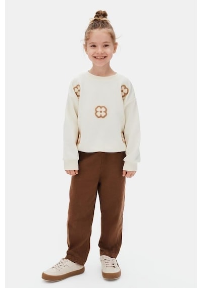 Kız Çocuk Çiçek Sweat Nk-39502 Ekru