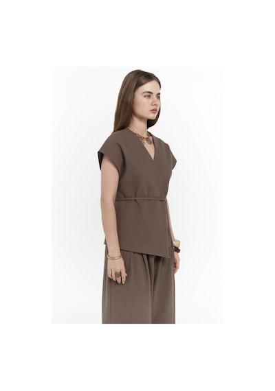 Mai Collection Mai Studios Co. Sorrenio Açık Kahve Yelek Pantolon Takım Acık Kahve Açık Kahverengi