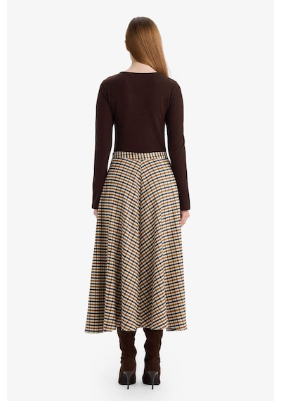 Defacto A Kesim Kareli Midi Etek G6014ax25wnbg33 Bej-bg33