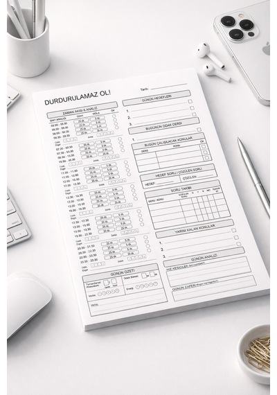 Pomodoro Ders Çalışma Planlayıcı - A4 Ebat - 30 Yaprak - Günlük Planlayıcı - Daily Planner Diğer