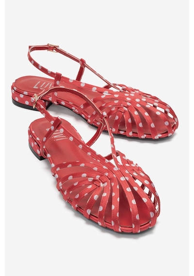 Luvi Shoes Lıss Kırmızı Beyaz Puantiyeli Kadın Sandalet